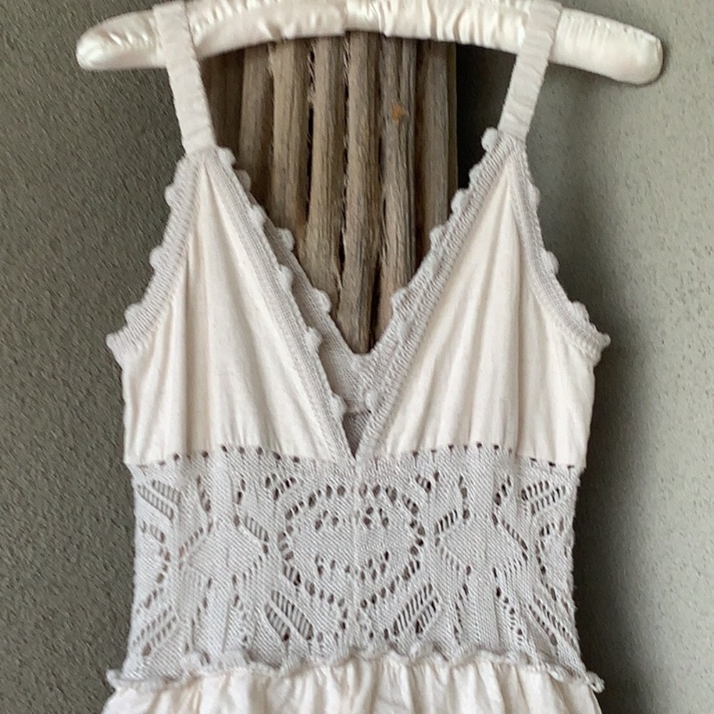 Small Size Anthropologie Tiered Ruffle Cream Lace Maxi Dress - Cecilia Prado - Picture 5 of 14